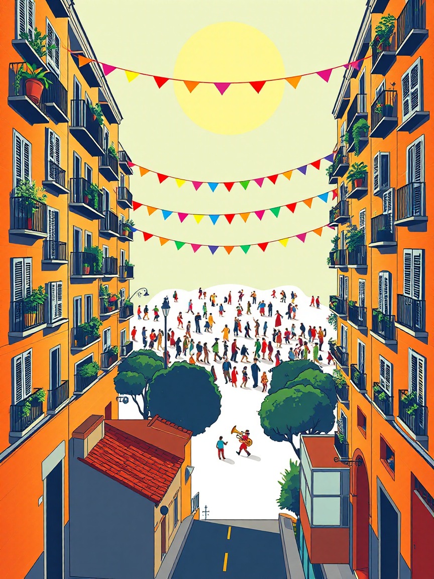 Cartel ilustrado: Vital Eguna 2026 en Plaza de los Fueros (Vitoria-Gasteiz)