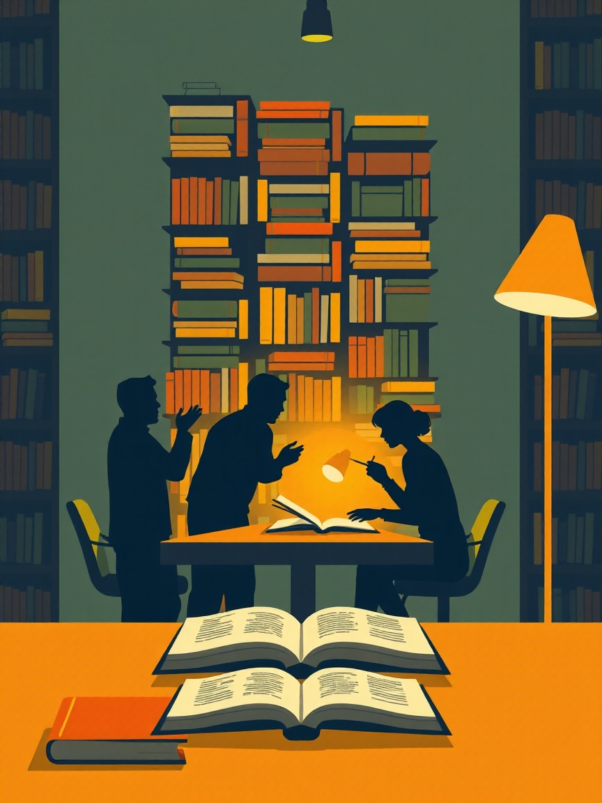 Cartel ilustrado: 'ECHANDO LA VISTA ATRÁS… VIVIENDO EL PRESENTE' en Biblioteca Pública de Segovia