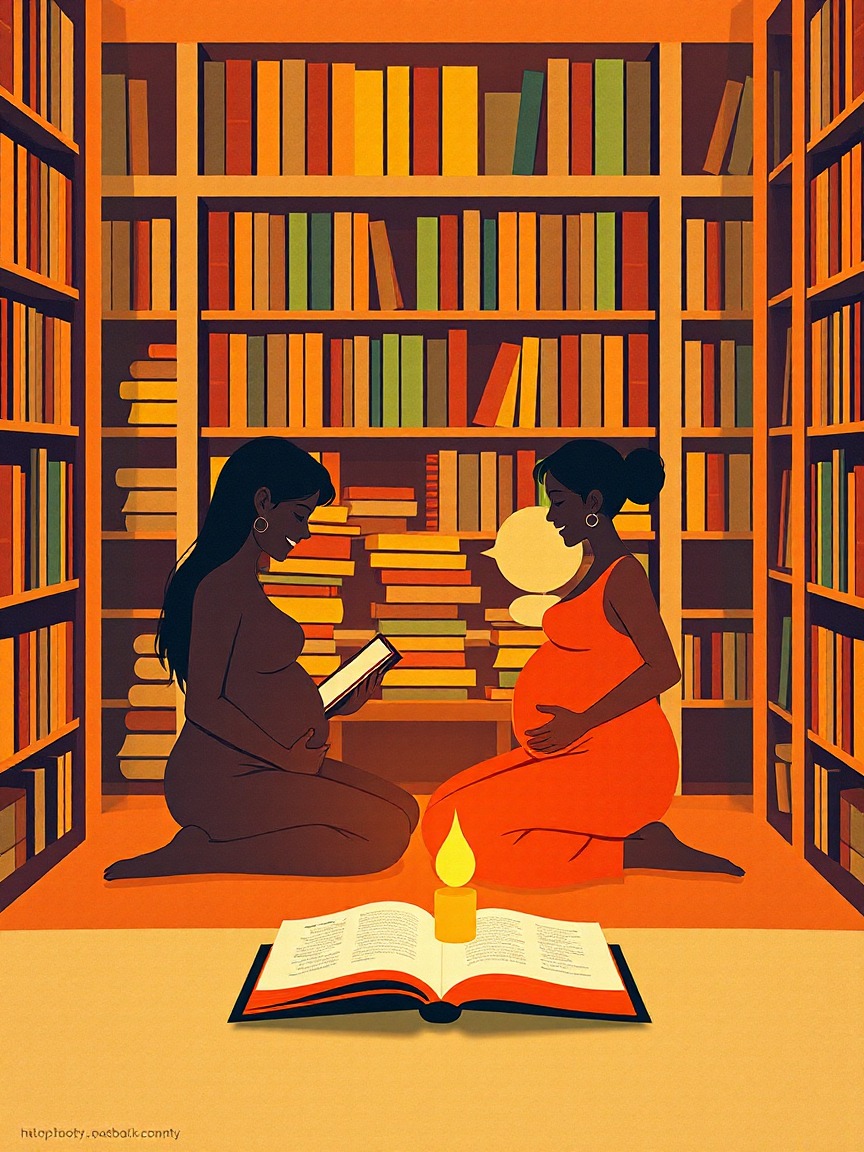 Cartel ilustrado: Versos a la panxa: poemes musicats per a embarassades en Biblioteca La Grua, Montmeló