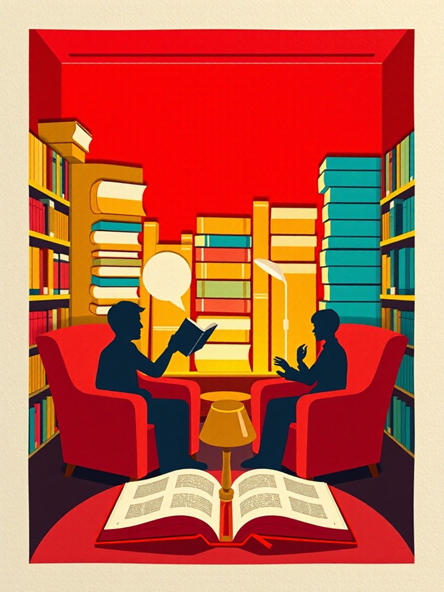 Illustrated poster: Club de lectura fácil: "Esateko dago" at Biblioteca de Legazpi