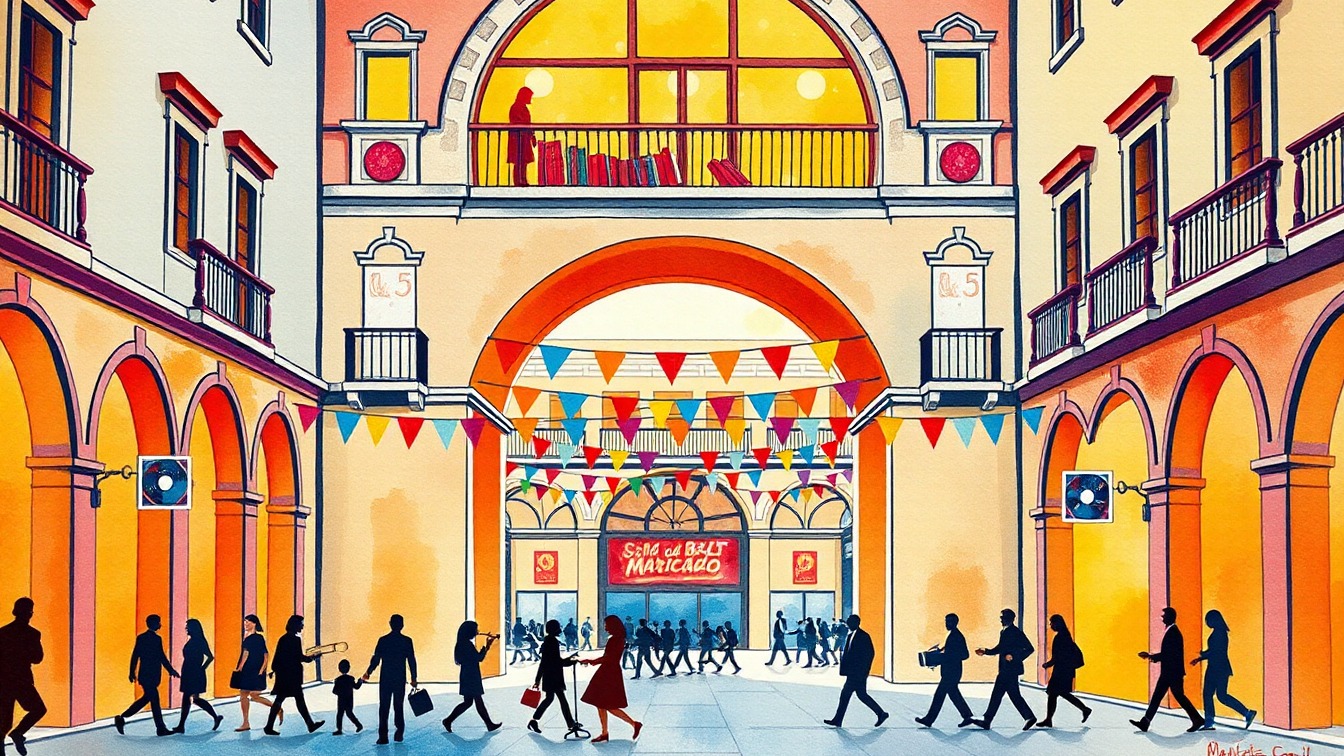Cartel ilustrado: Feria del libro y disco de ocasión de Zarautz 2026 en Plaza del Mercado, Zarautz