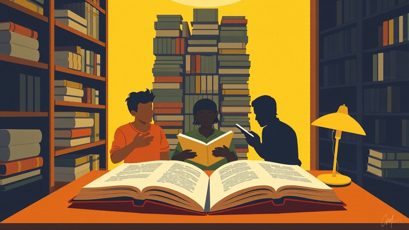 Cartel ilustrado: 'ECHANDO LA VISTA ATRÁS… VIVIENDO EL PRESENTE' en Biblioteca Pública de Segovia