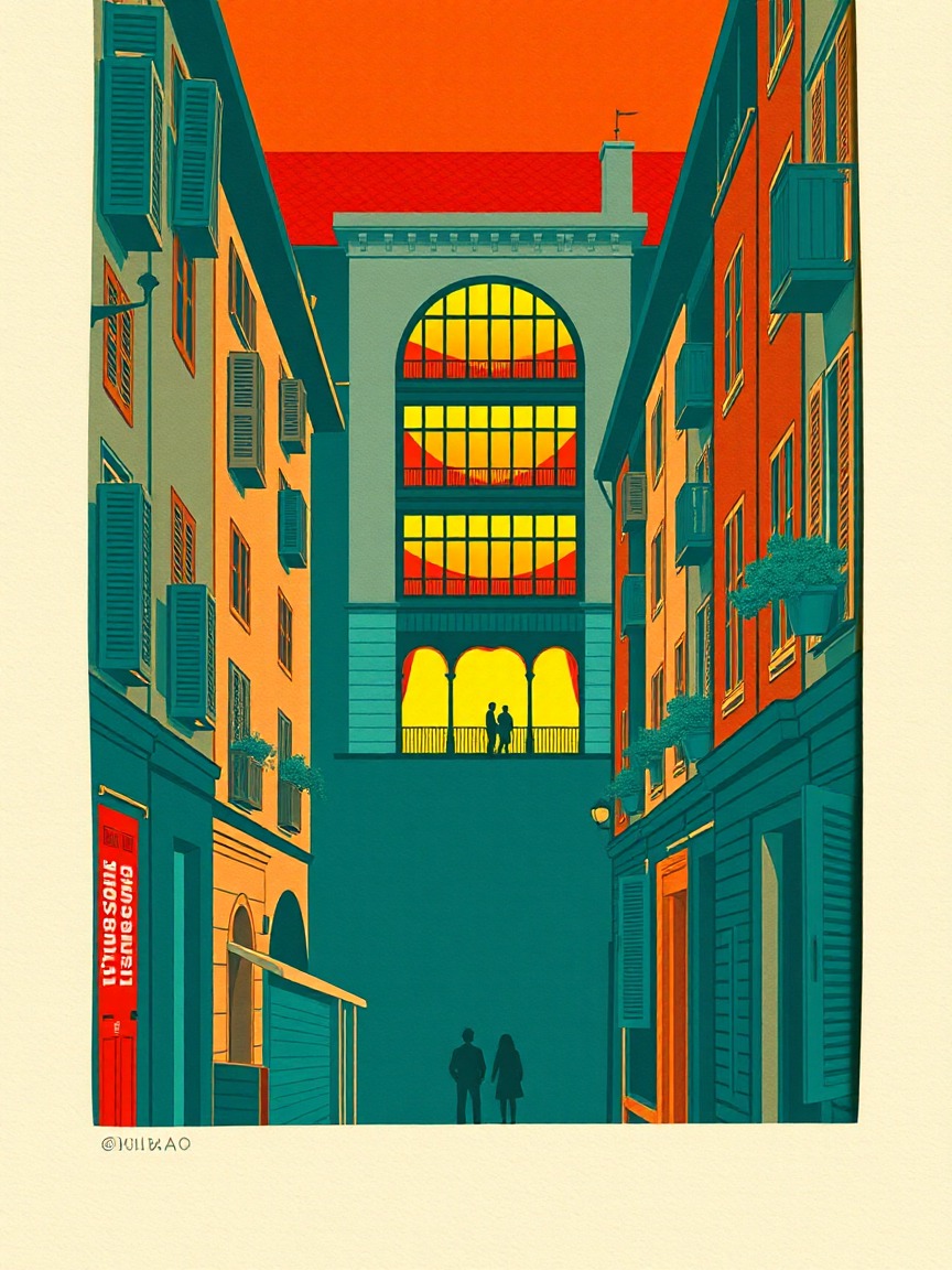 Cartel ilustrado: "La vida extraordinaria" en Teatro Arriaga, Bilbao