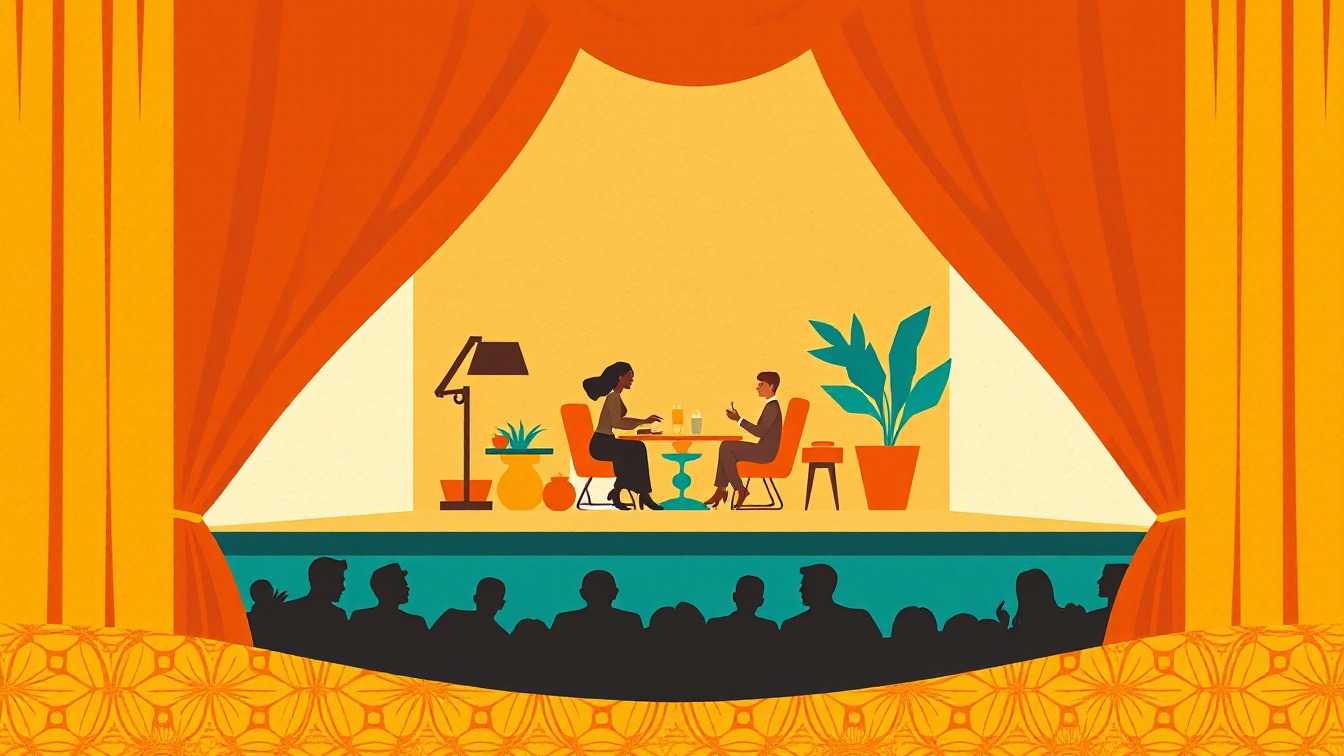 Illustrated poster: Woman of 50 in Good Shape at Teatro Lagrada, Madrid