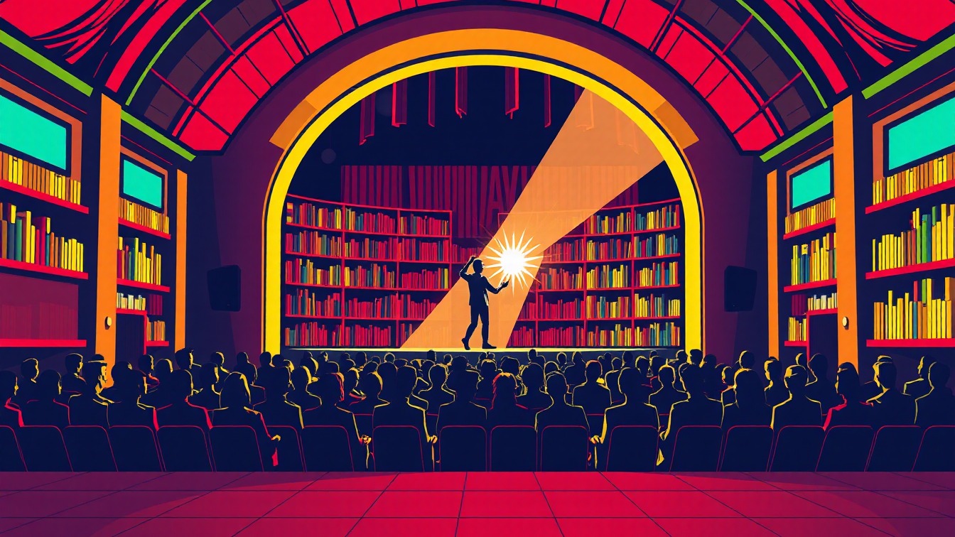 Cartel ilustrado: Biblioescena. '3 grados', con Óscar Escalante en Biblioteca Pública de Zamora