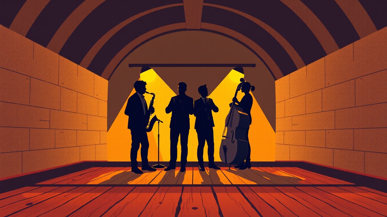 Cartel ilustrado: San Patricio Big Band en Clamores, Madrid