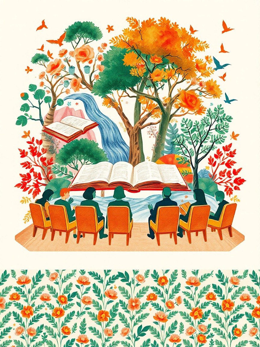 Cartel ilustrado: Encuentros de Pamplona 2026: "Marion Poschmann: literatura y naturaleza", Marion Poschmann en Auditorio Baluarte, Pamplona