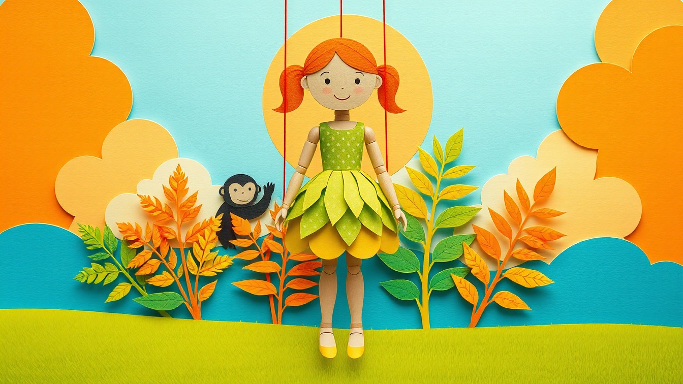 Cartel ilustrado: La nena de la Jungla en Parc de la Roca del Call, Ponts