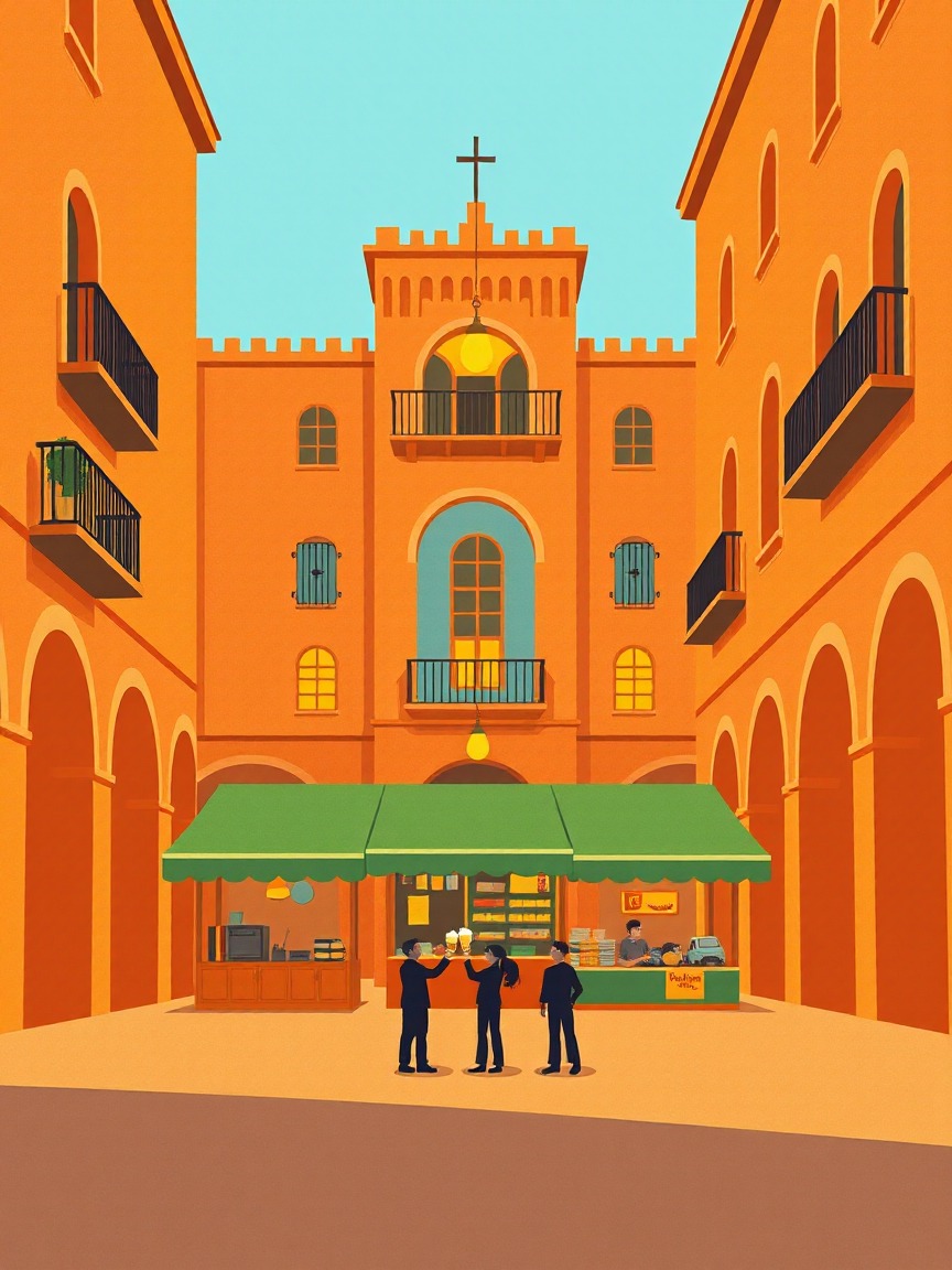 Illustriertes Plakat: HospiBeer – Plaça Berenguer d’Entença, Vandellos i l'Hospitalet de l'Infant