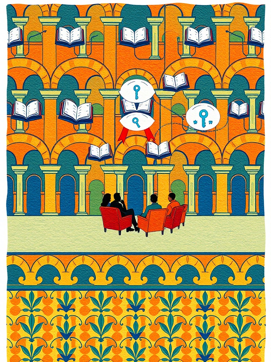 Locandina illustrata: Descobrim els secrets del Monestir de Pedralbes presso Biblioteca Montserrat Abelló, Barcellona