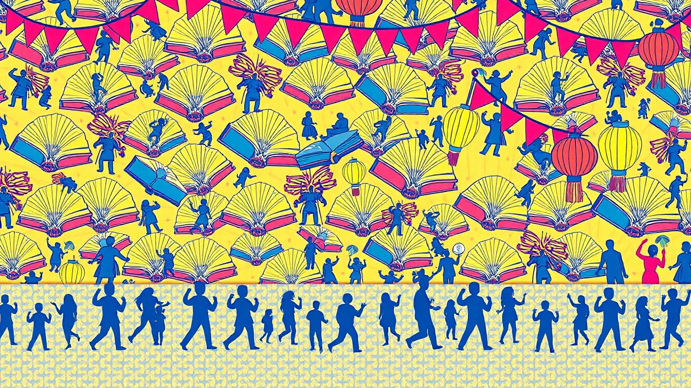 Cartel ilustrado: Programa Feria del Libro de Vitoria-Gasteiz 2026 en Parque de la Florida, Vitoria-Gasteiz