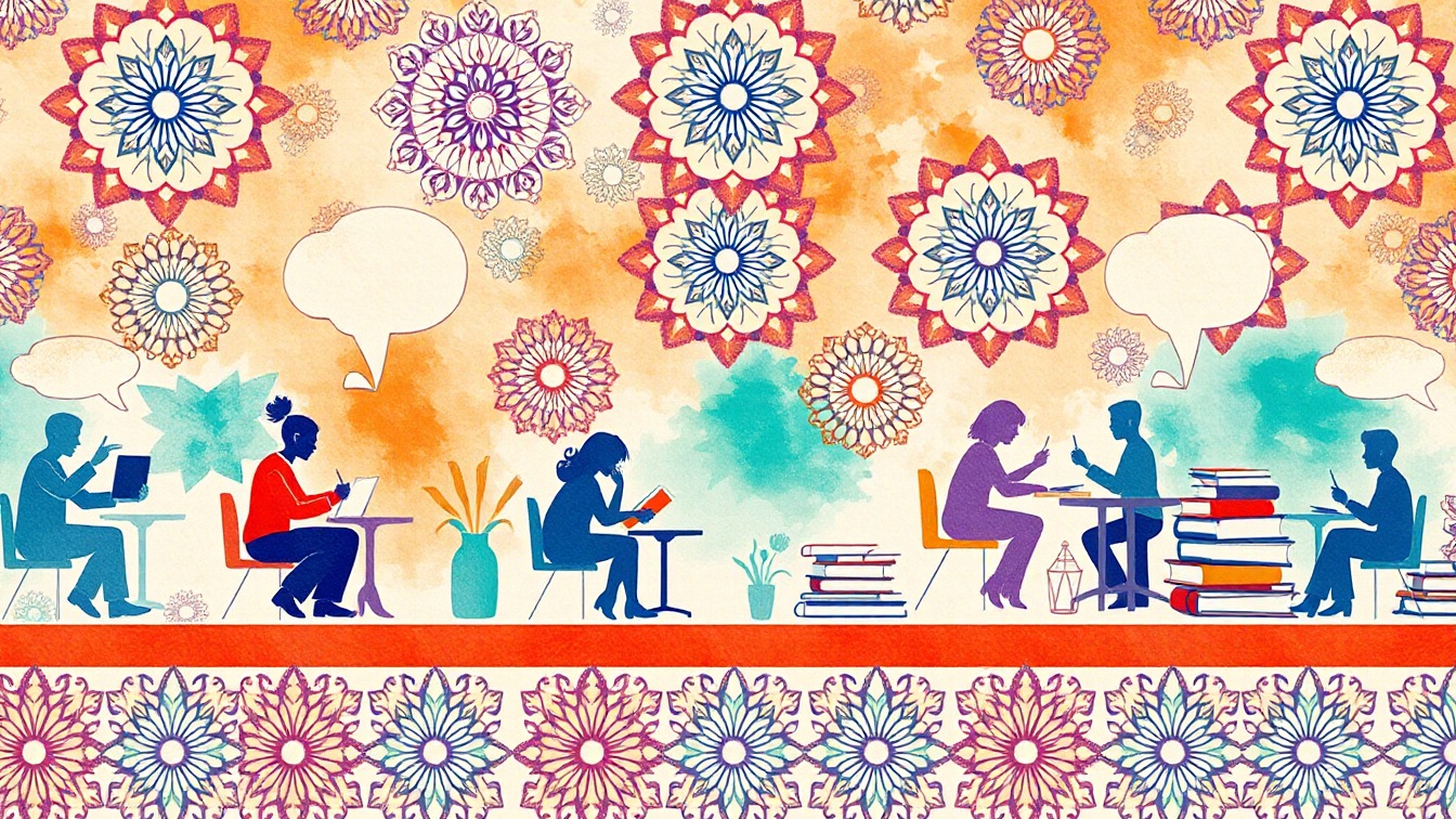 Illustriertes Plakat: Taller creatiu: Pinta el teu mandala i relaxa't – Biblioteca del Poblenou, Pineda de Mar