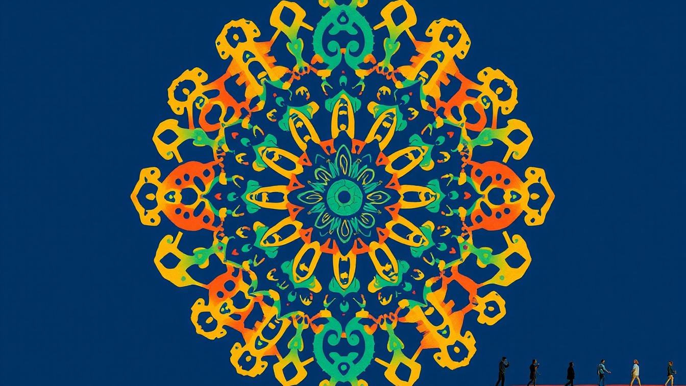 Cartel ilustrado: Mandalas Científicas en Medialab, San Sebastián
