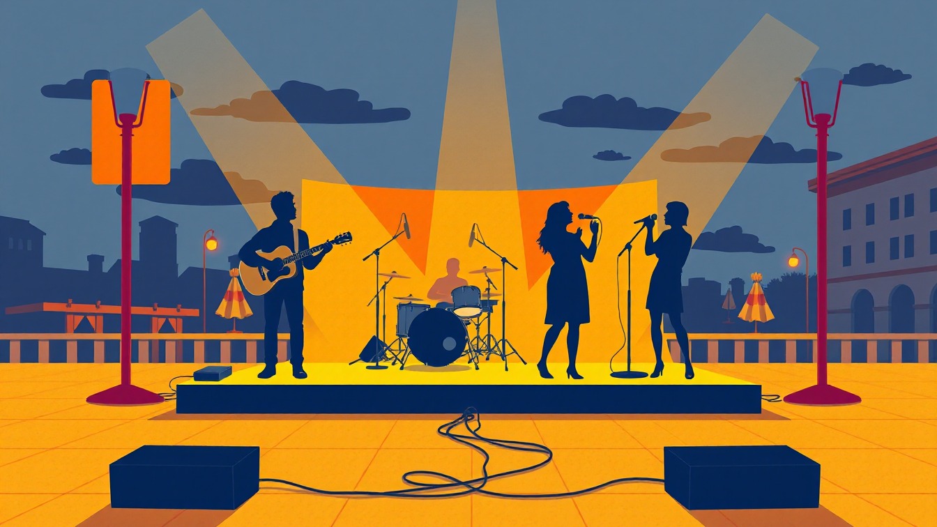 Cartel ilustrado: Fiestas de Agurain 2026: NEOMAK en Santa Juan plaza, Salvatierra