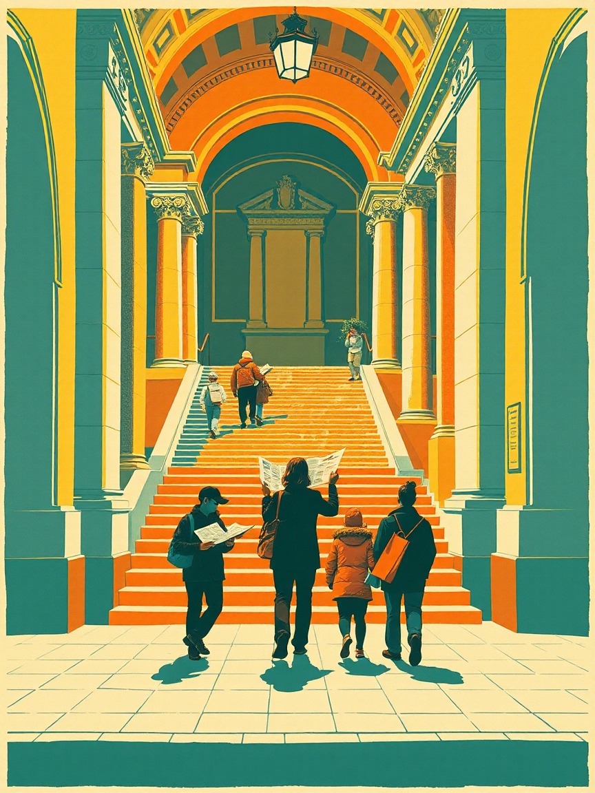 Illustrated poster: Itinerario guiado: "La casa de papel rediviva" at Archivo Histórico de la Diputación Foral de Bizkaia, Bilbao