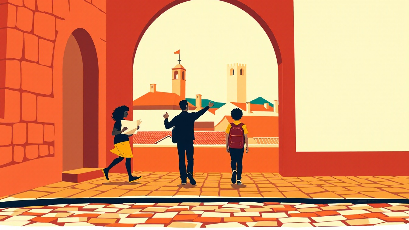 Illustriertes Plakat: Besuch im Archiv 'Història de la tributació municipal' – Biblioteca Ramon Fernàndez Jurado, Castelldefels