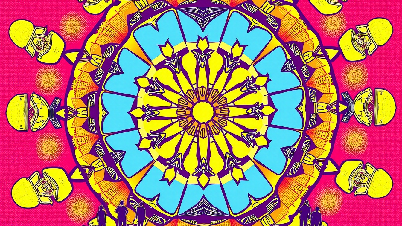 Illustriertes Plakat: Taller creatiu: Pinta el teu mandala i relaxa’t – Biblioteca M. Serra i Moret, Pineda de Mar