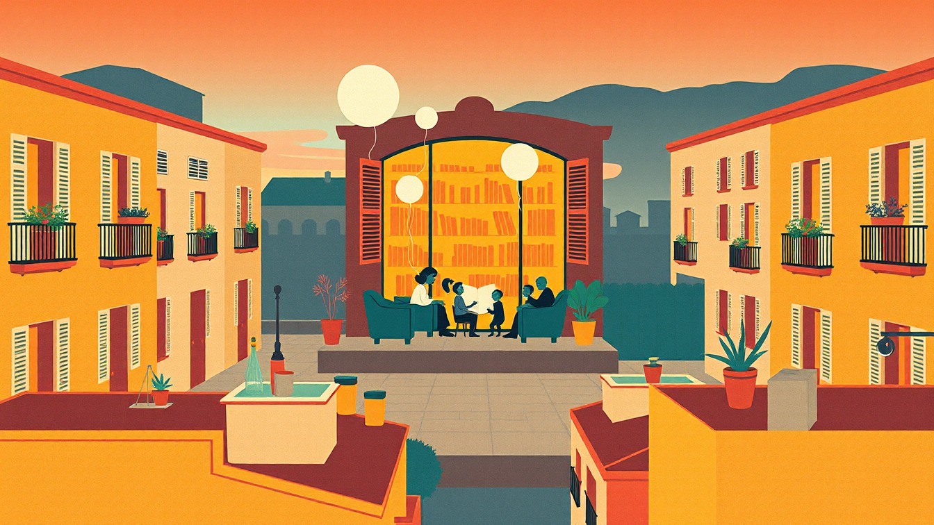 Cartel ilustrado: Bebés de cuento: Taller de animación prelectora '¡Tachán, tachán! El cuento va a empezar' en Biblioteca Pública de Segovia