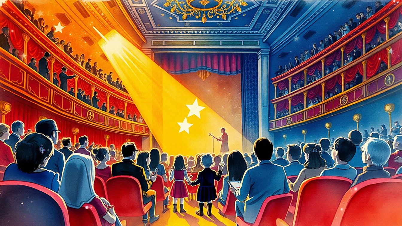 Illustriertes Plakat: 'El mágico planeta de los instrumentos insólitos' (FETÉN FETÉN) – Teatro Municipal (La Alberca)