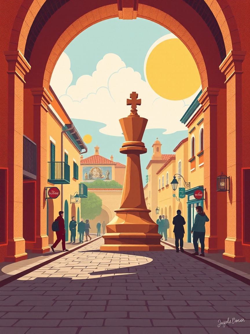 Cartel ilustrado: ESCACS: 'Vine a jugar a escacs a la biblioteca!' en Biblioteca Mn. Joan Avinyó, Cubelles