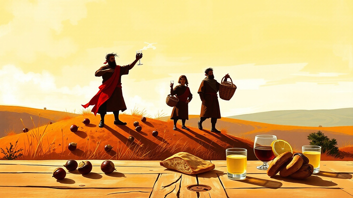 Cartel ilustrado: La Candela. Festival del Castaño en la Ruta de la Plata-Sierras de Béjar en Béjar