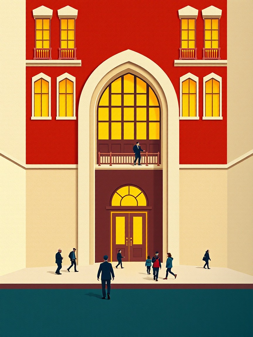 Locandina illustrata: Exposició "Intramurs. El bressol de l’arquitectura moderna a Catalunya (1872-1962)" presso Edifici Històric de la Universitat de Barcelona, Barcellona