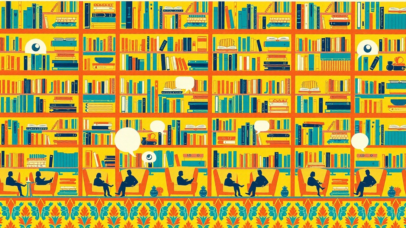 Illustriertes Plakat: Speaking – Biblioteca Joan Petit i Aguilar, Sant Feliu de Codines