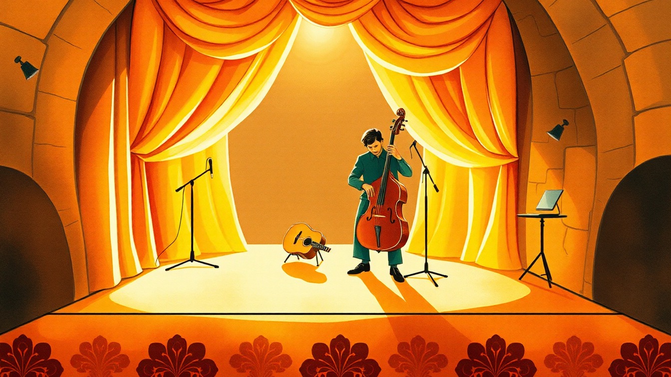 Cartel ilustrado: Iñaki Salvador eta Miren Gabirondo en Teatro Coliseo, Eibar