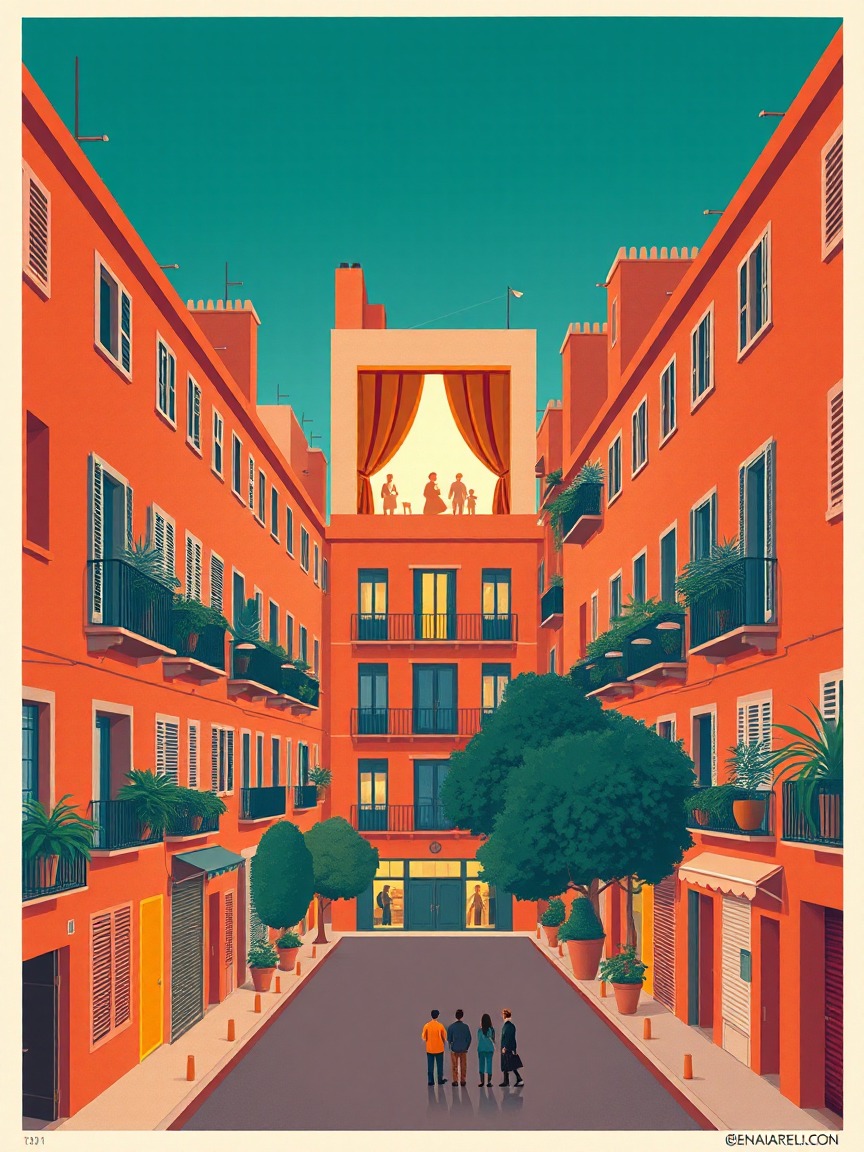 Cartel ilustrado: Espectacle teatral. “Nos Otros” en Biblioteca El Bon Pastor – Josefina Castellví, Barcelona