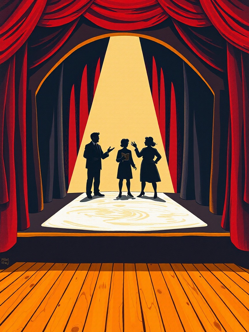 Cartel ilustrado: El dichoso porvenir en El Pasillo Verde Teatro, Madrid